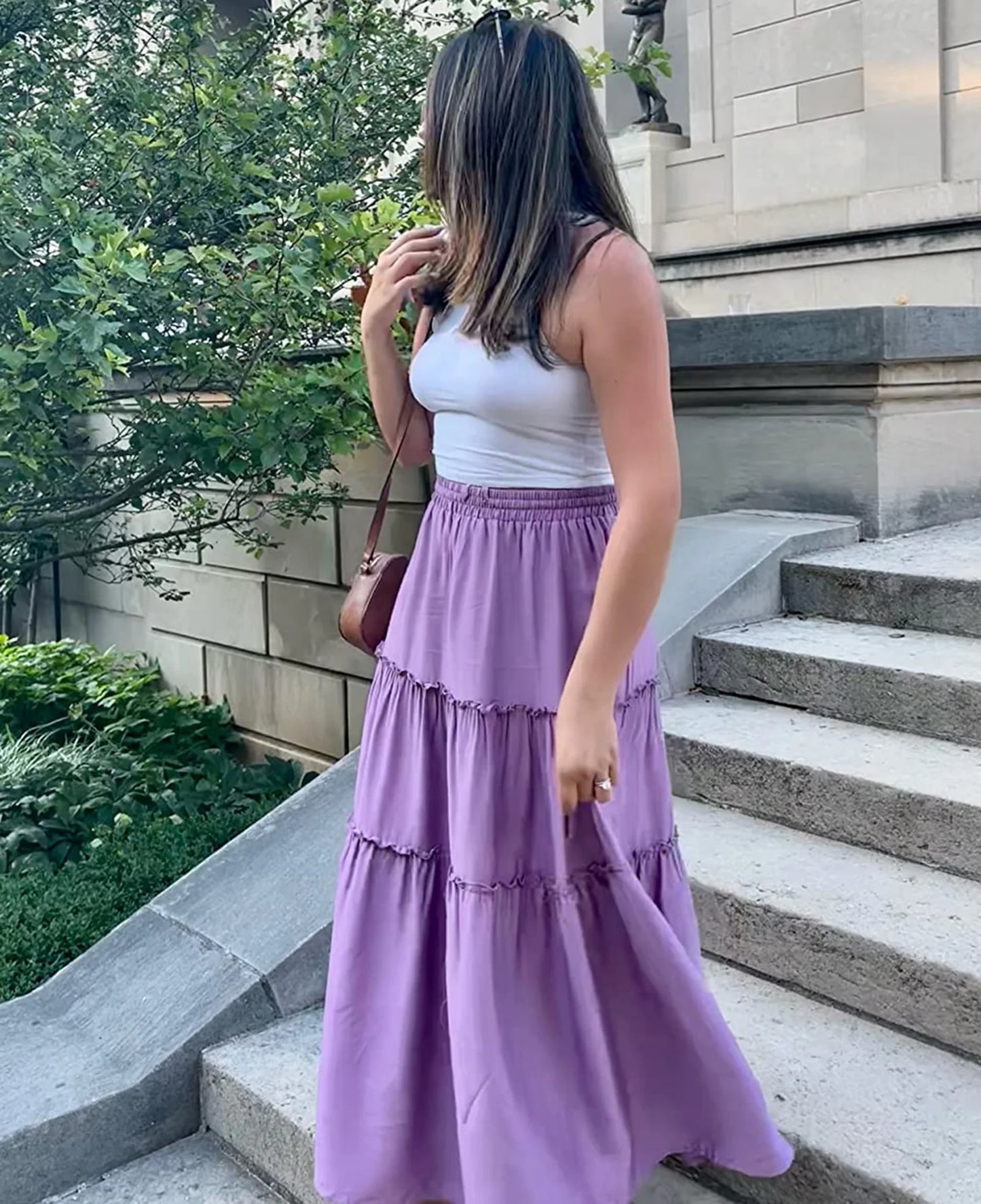 High Waist Midi Skirt for Women A-Line Pleated Skirts with Pockets Flowy Dresses