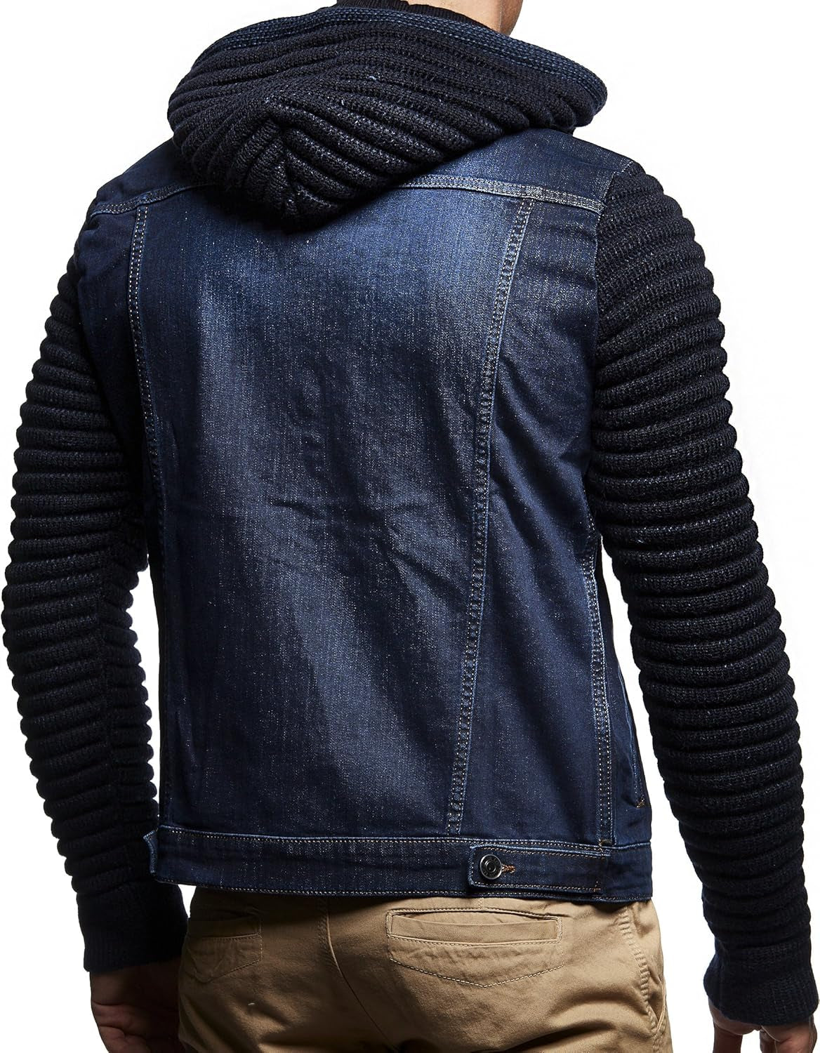 LN5240 Men'S Denim Jacket with Knitted Sleeves