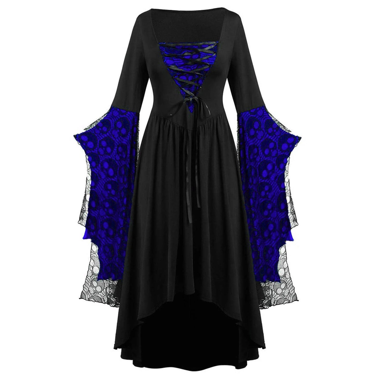 Womens Gothic Dress plus Size Flare Sleeve Dress Skull Lace Print Steampunk Dresses Cocktail Dresses Flowy Goth Corset Dress Maxi Wedding Guest Dresses up to 40% off Fashion