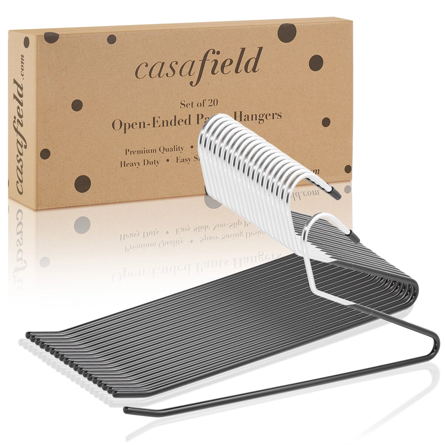 20 Open-Ended Pants Hangers, Non-Slip for Slacks, Jeans, Skirts