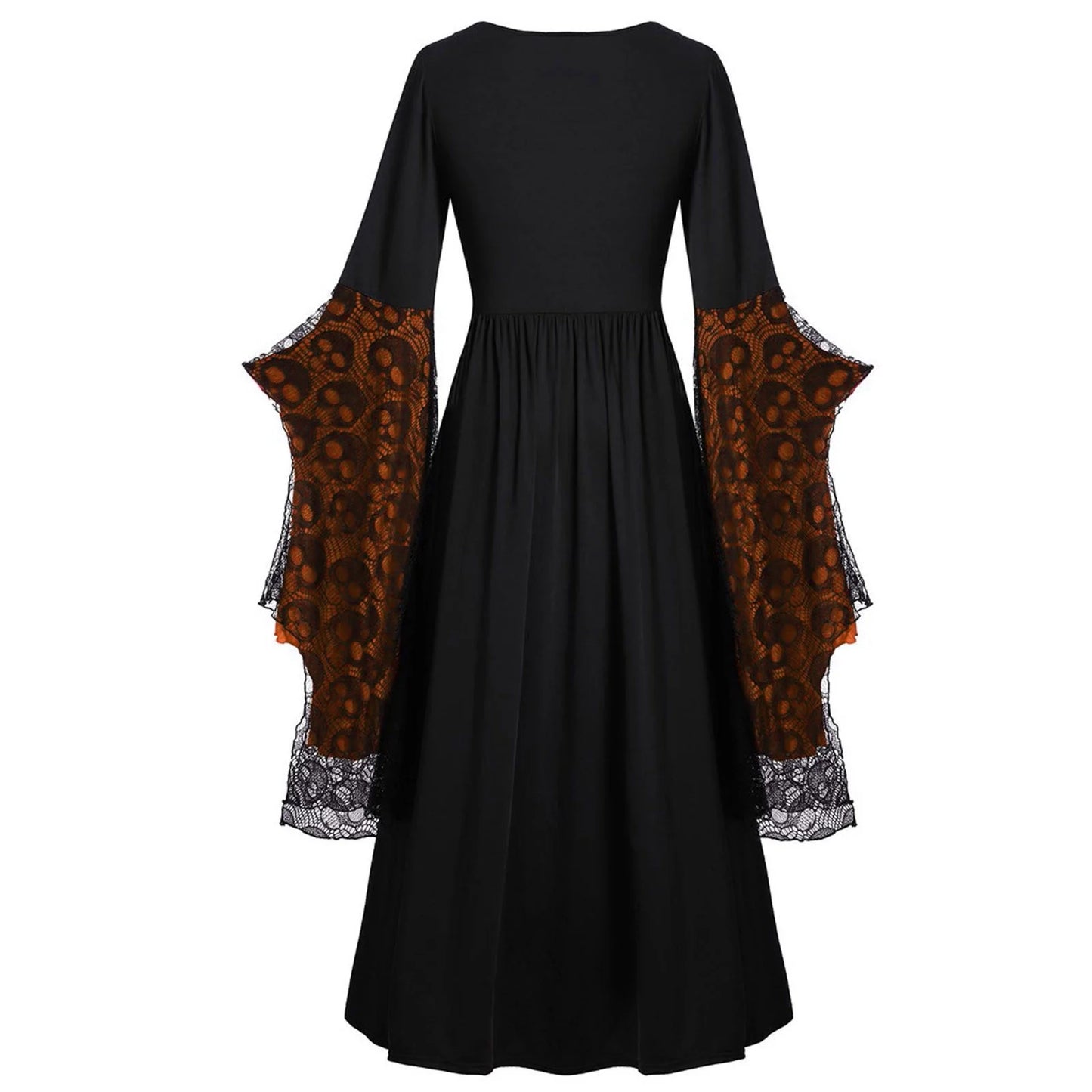 Womens Gothic Dress plus Size Flare Sleeve Dress Skull Lace Print Steampunk Dresses Cocktail Dresses Flowy Goth Corset Dress Maxi Wedding Guest Dresses Summer Savings