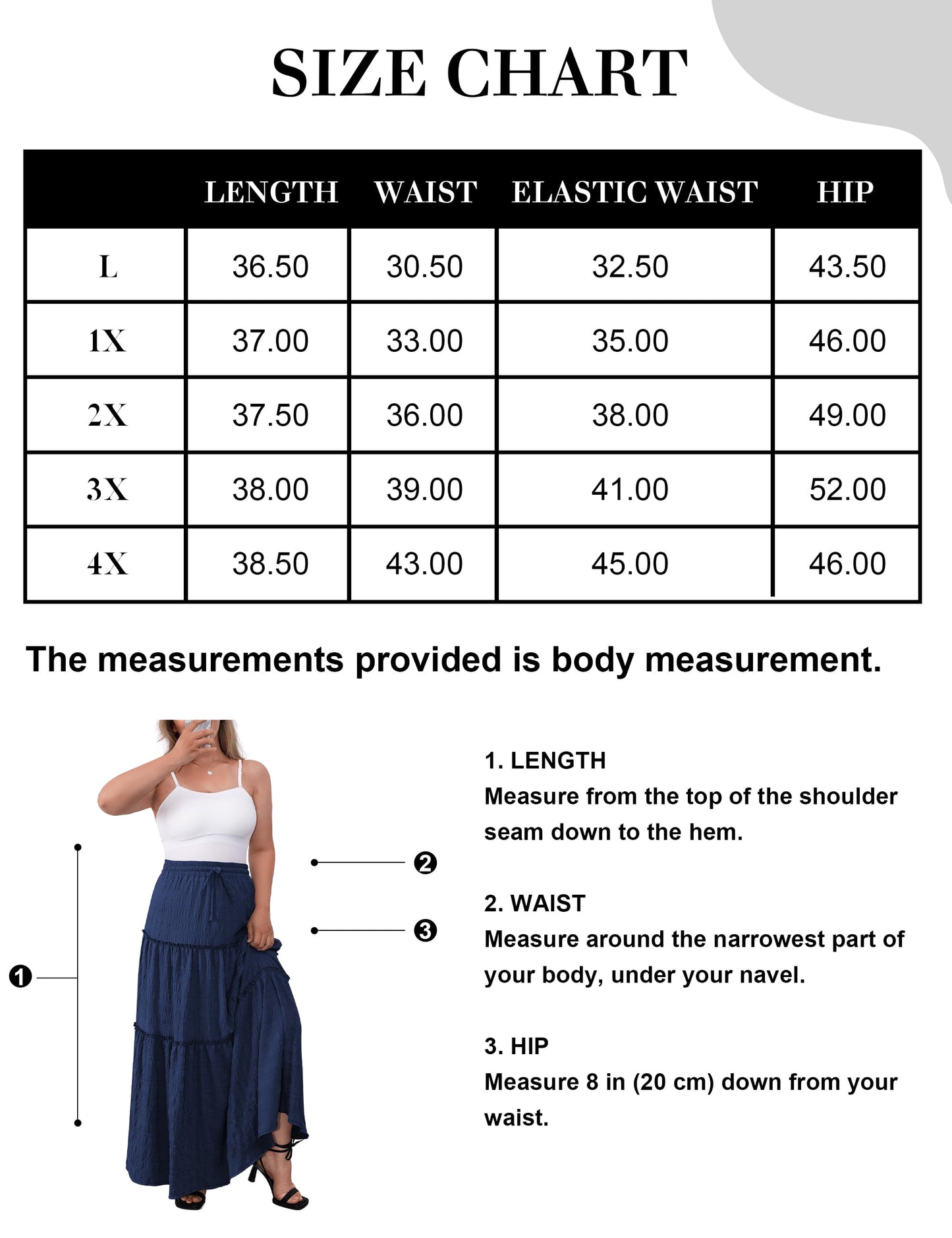Women plus Size Skirts Elastic High Waist a Line Ruffle Swing Beach Maxi Skirt Long Skirt Tiered Skirt L-4X