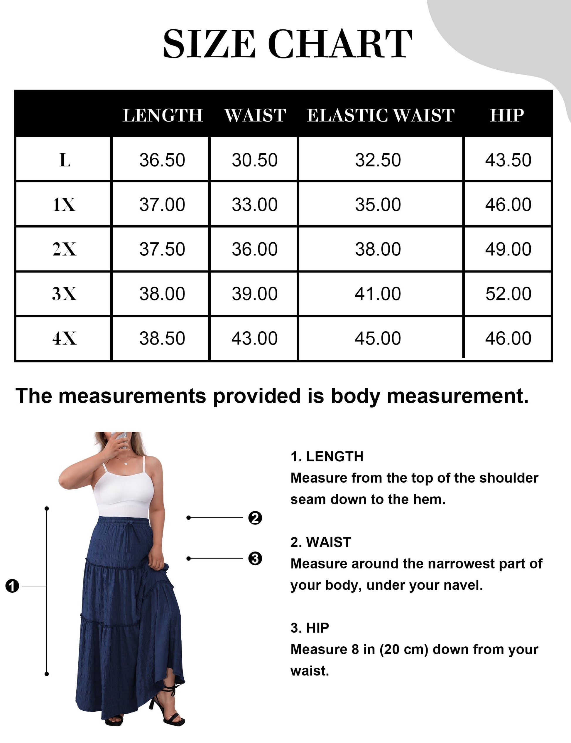 Women plus Size Skirts Elastic High Waist a Line Ruffle Swing Beach Maxi Skirt Long Skirt Tiered Skirt L-4X