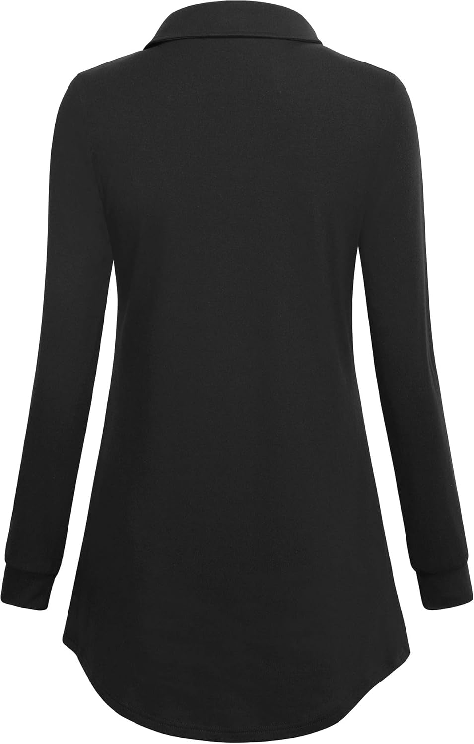 Women'S Long Sleeve Button Lapel Pullover Tunic Swing Sweatshirt