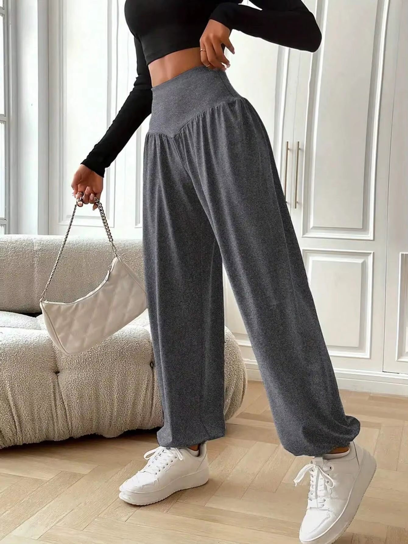 High Waist Women'S Leggings Lantern Pants Cuffed Pants Comfortable and Breathable Dance Pant Gym Fitness Jeggings