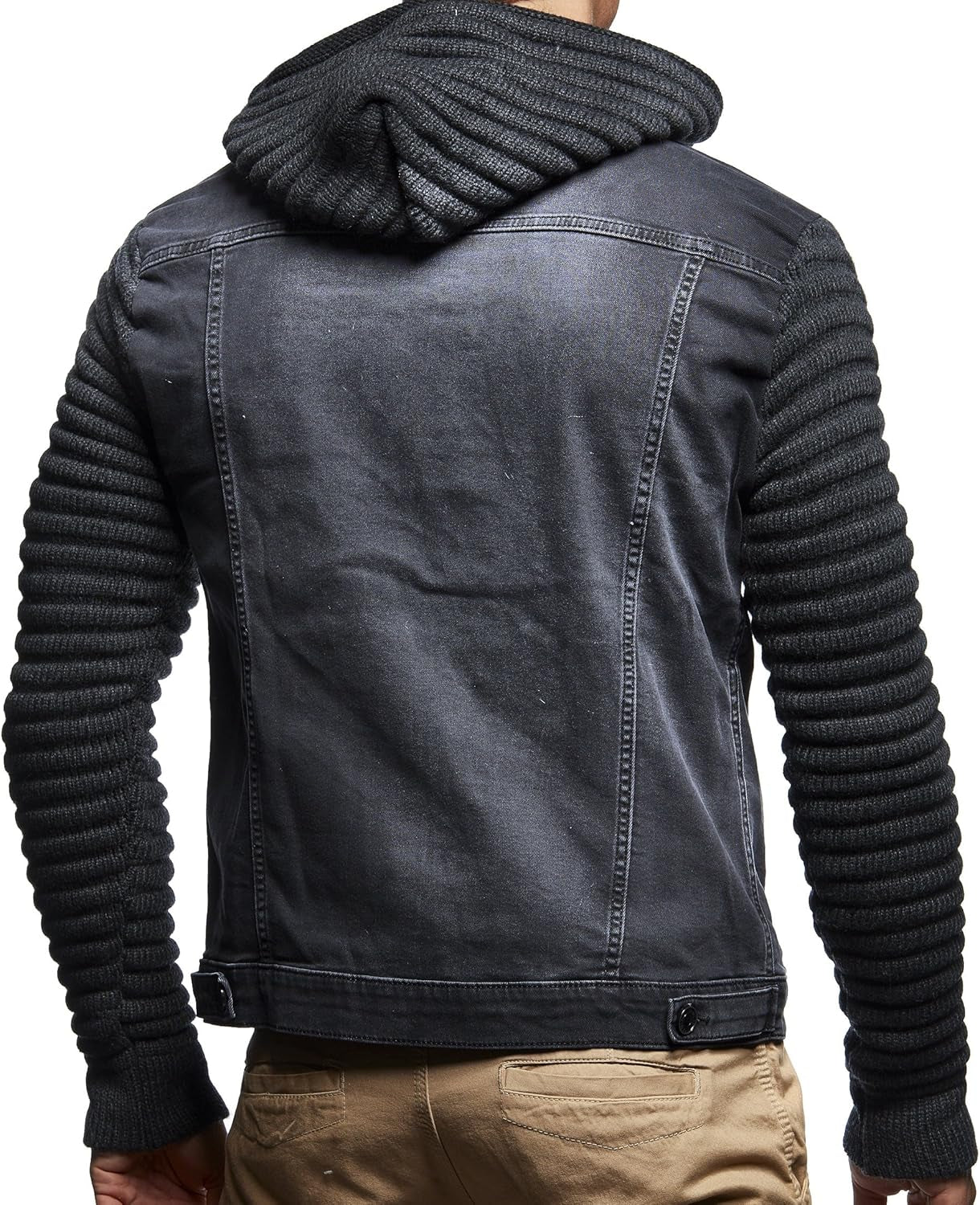 LN5240 Men'S Denim Jacket with Knitted Sleeves