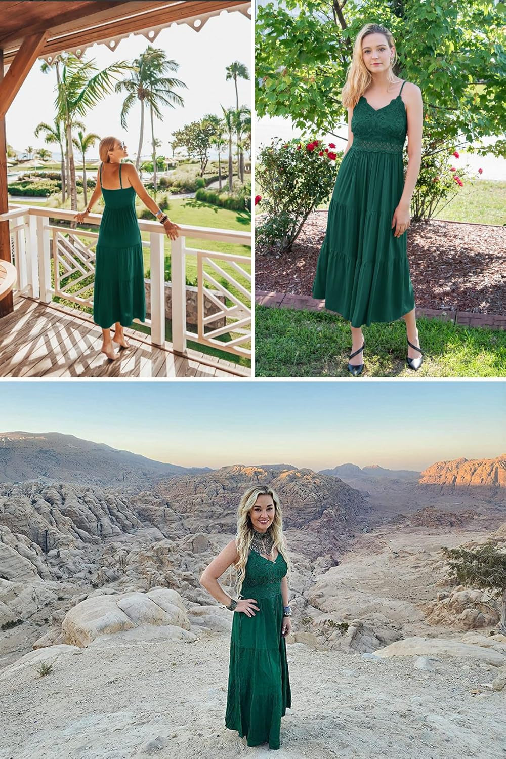 Women'S Beach Crochet Lace Maxi Dress Solid Color Summer Vacation Spaghetti Strap Long Dress 2026