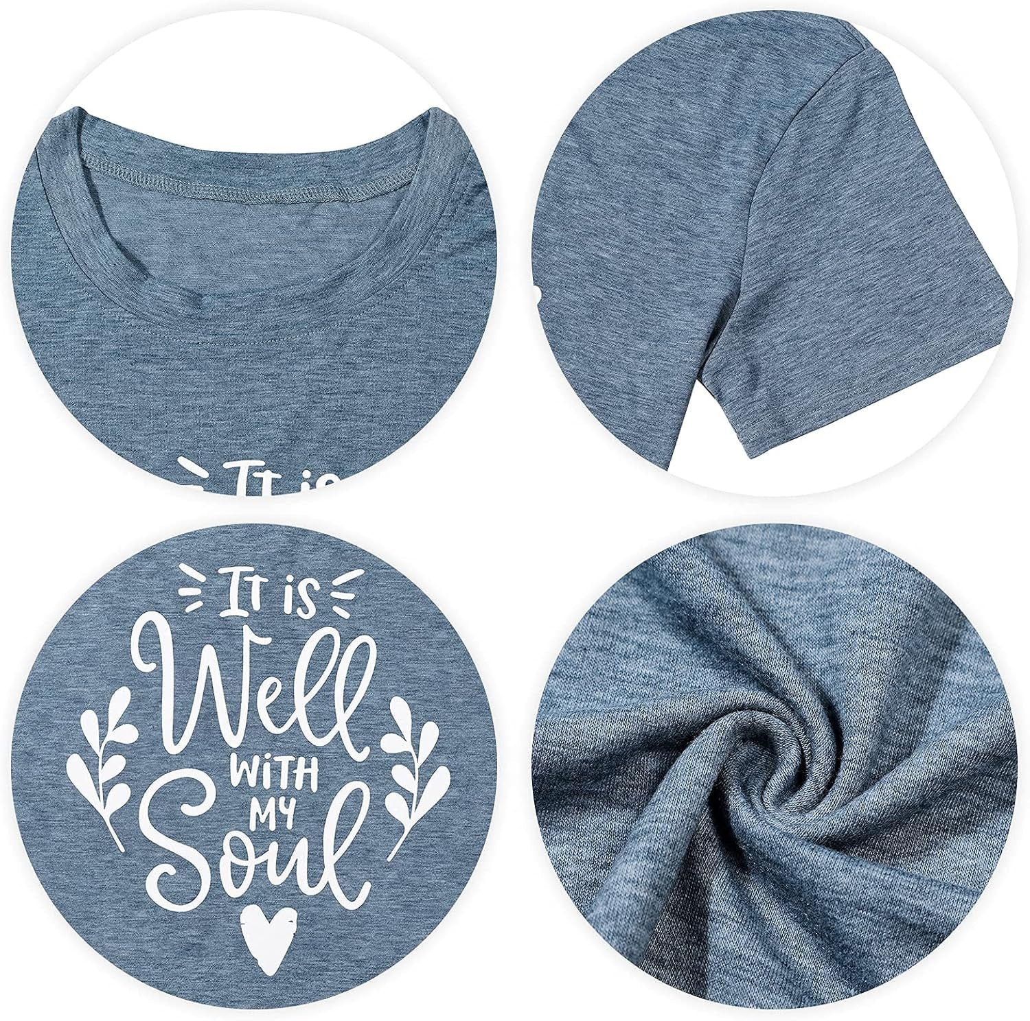 It Is Well with My Soul Christian T Shirt Women Casual Letter Print Shirts Short Sleeve Inspirational Tops Tee