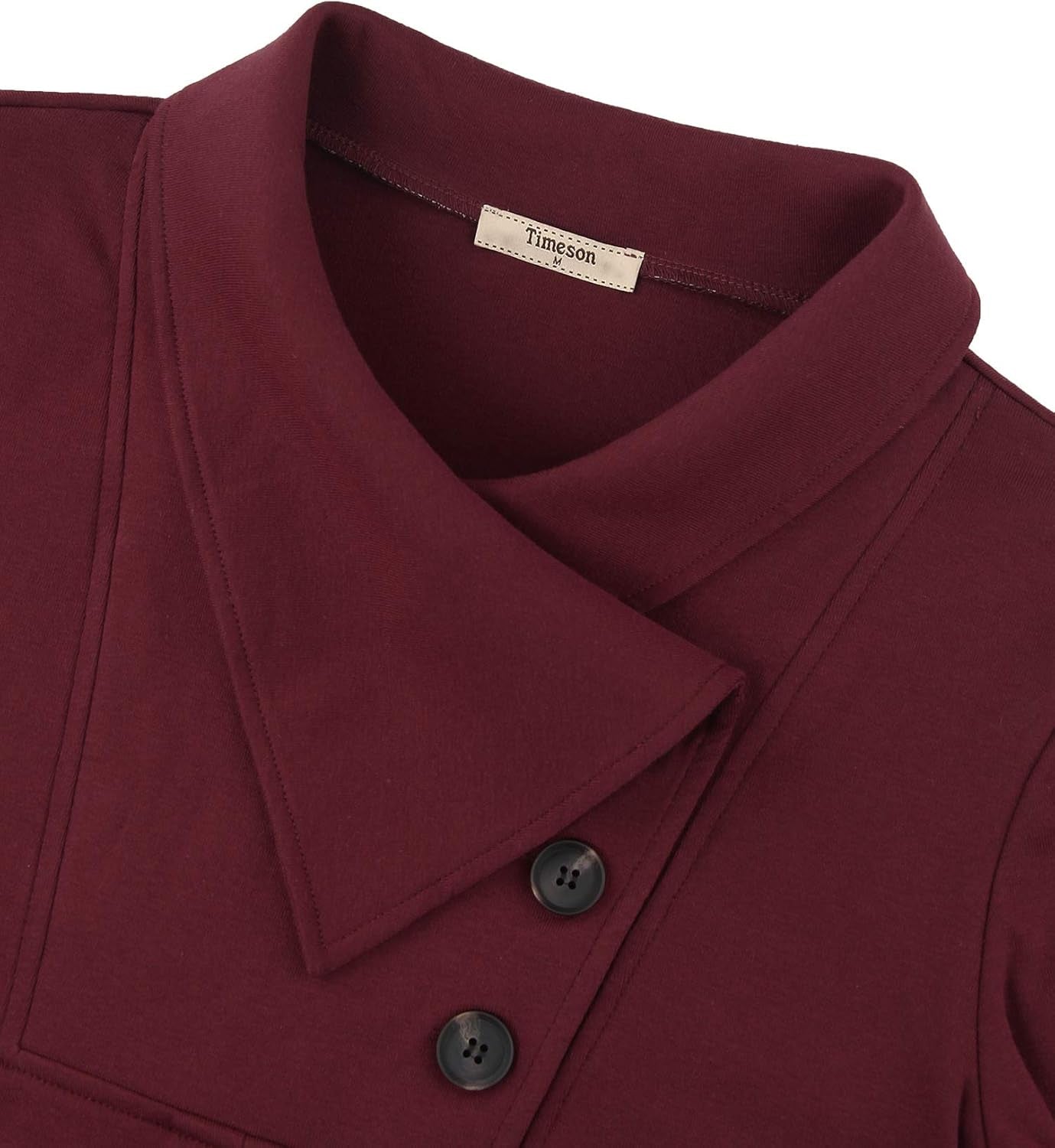 Women'S Long Sleeve Button Lapel Pullover Tunic Swing Sweatshirt