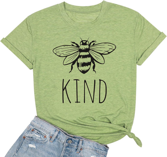 Be Kind T-Shirt Women Short Sleeve T Shirts Cute Bee Graphic Shirts Funny Inspirational Casual Tees Tops