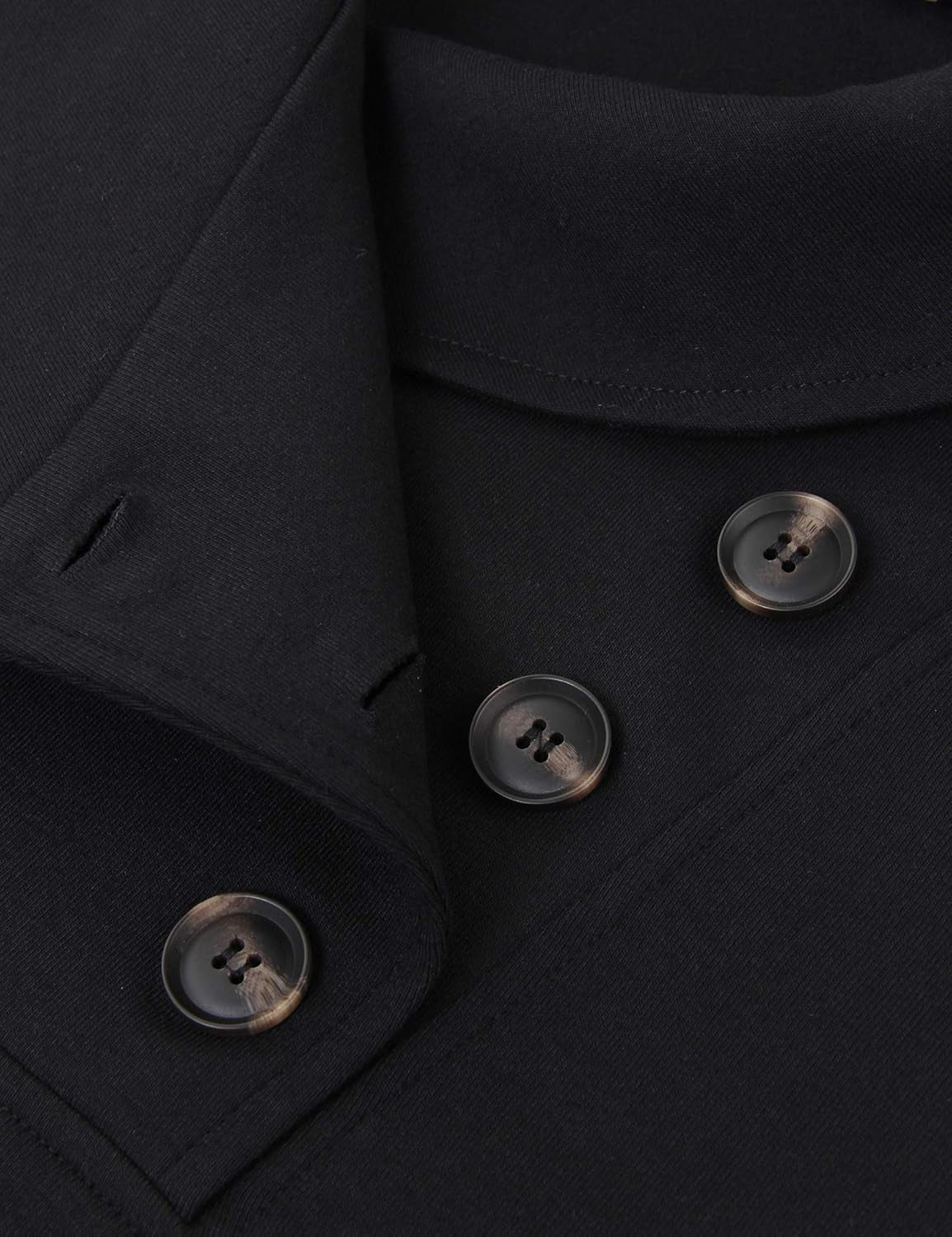 Women'S Long Sleeve Button Lapel Pullover Tunic Swing Sweatshirt