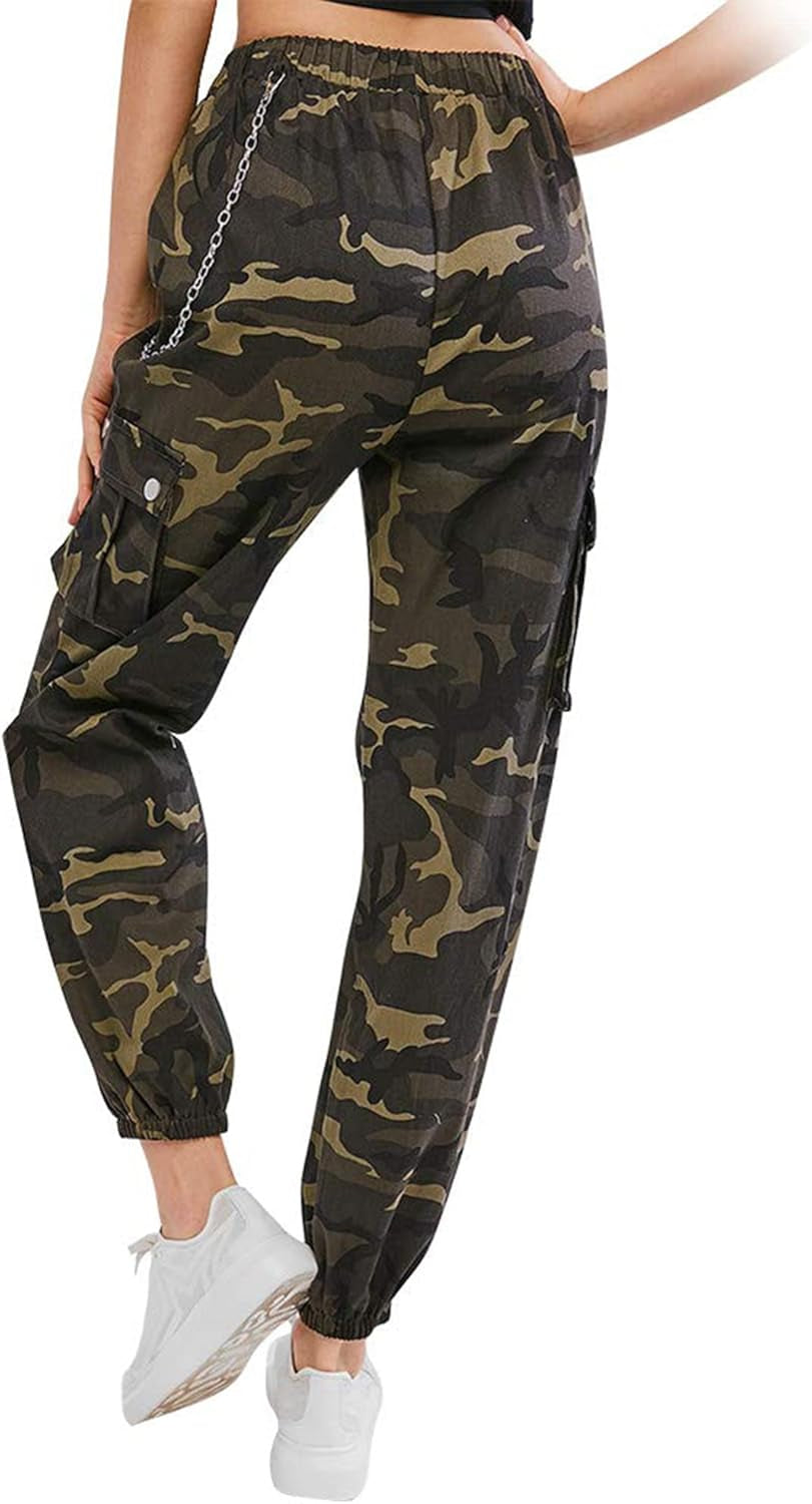 Cargo Pants for Women High Waisted Jogger Pants Outdoor Sweatpants Casual Pants with Chain