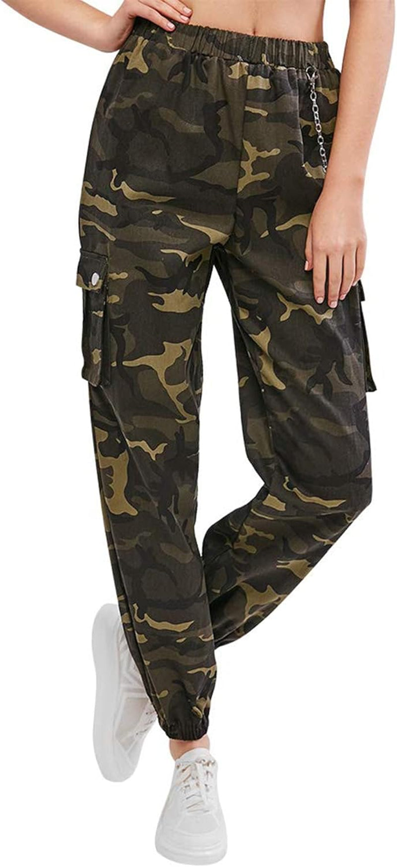 Cargo Pants for Women High Waisted Jogger Pants Outdoor Sweatpants Casual Pants with Chain