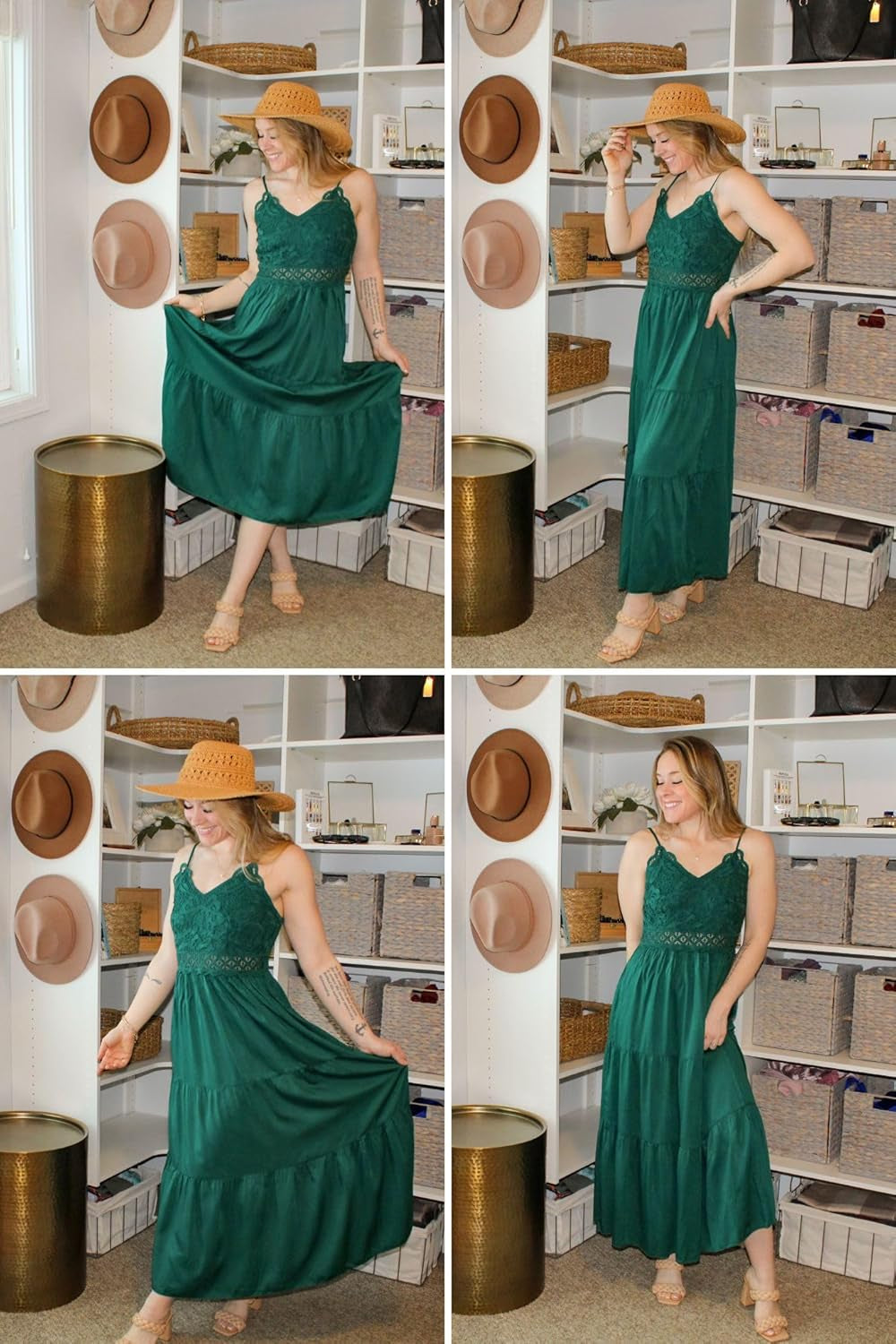 Women'S Beach Crochet Lace Maxi Dress Solid Color Summer Vacation Spaghetti Strap Long Dress 2026