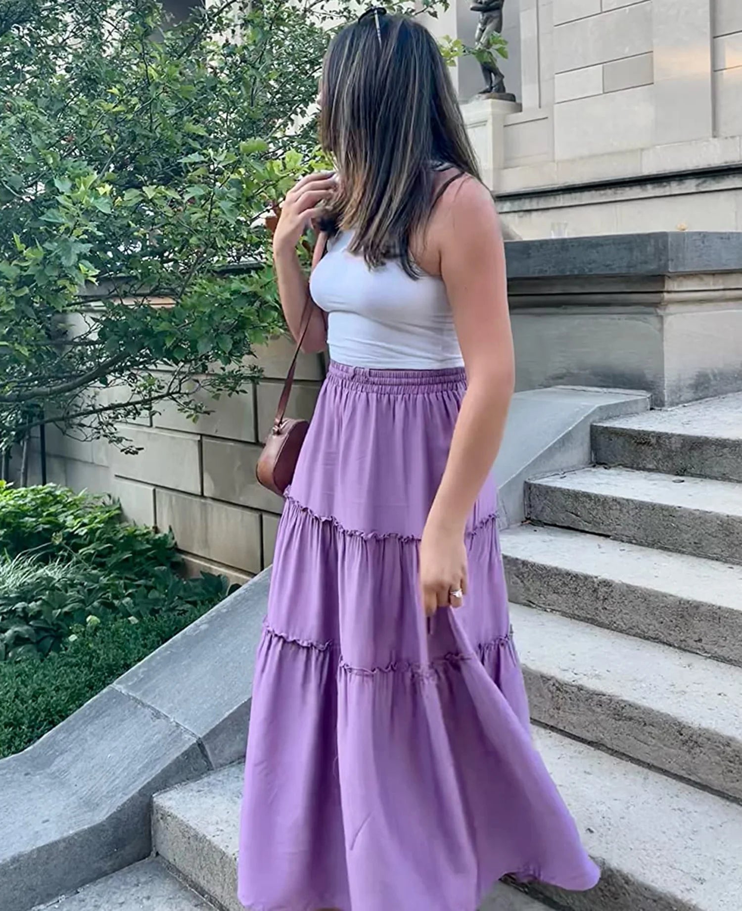 High Waist Midi Skirt for Women A-Line Pleated Skirts with Pockets Flowy Dresses