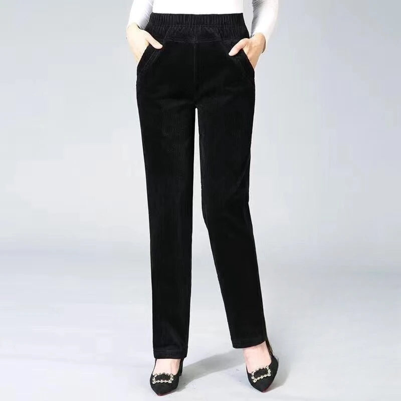 Thin & Plush Thick Casual Pants Fleece Pencil Pants Women'S Corduroy Warm High Waist Pants Autumn Winter Leggings Pants Trousers