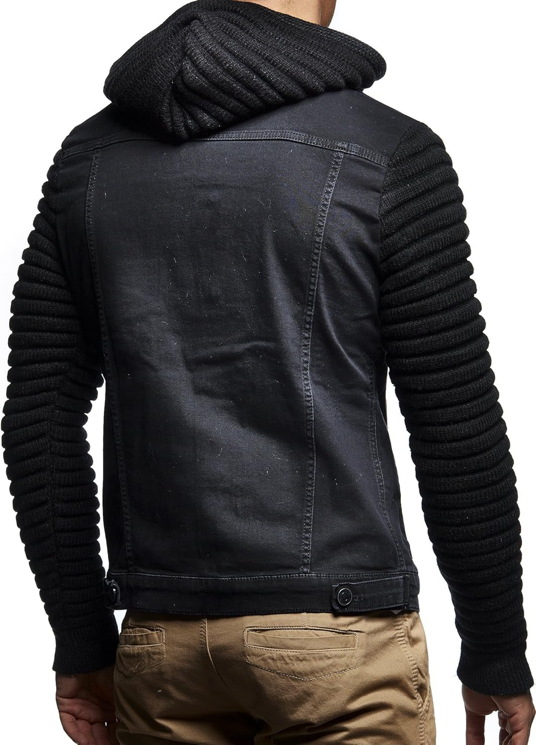 LN5240 Men'S Denim Jacket with Knitted Sleeves