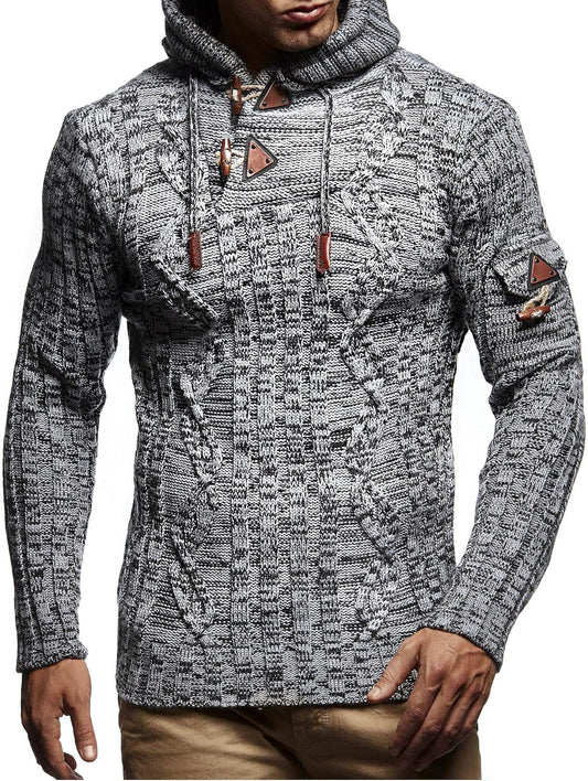Slim Pullover Sweaters for Men with Hoodie - Men'S Knitted Sweater