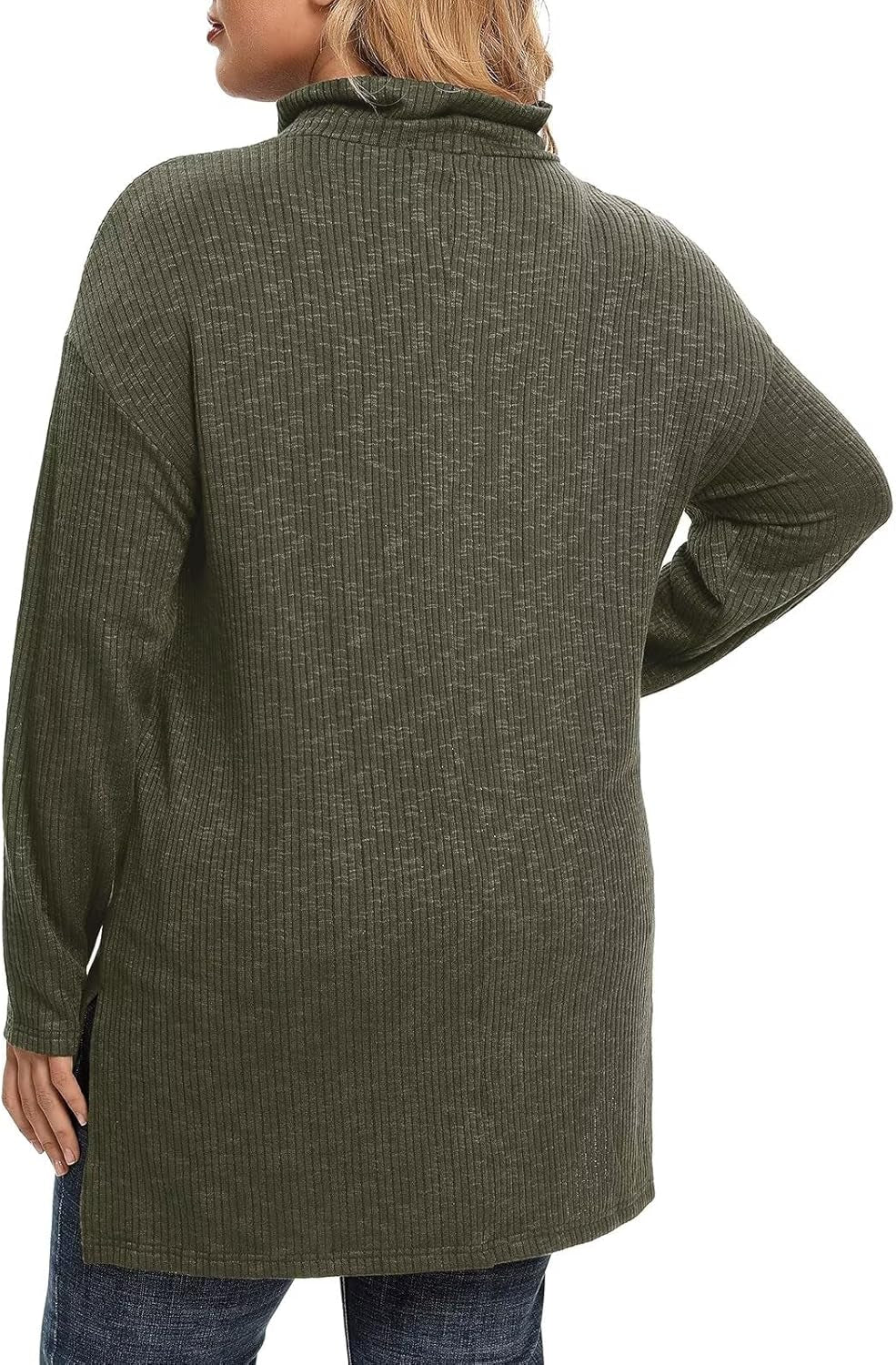 plus Size Sweater for Women, Women'S Pullover Turtleneck Long Sleeve Knit Sweater Shirts with Pockets for Fall Winter