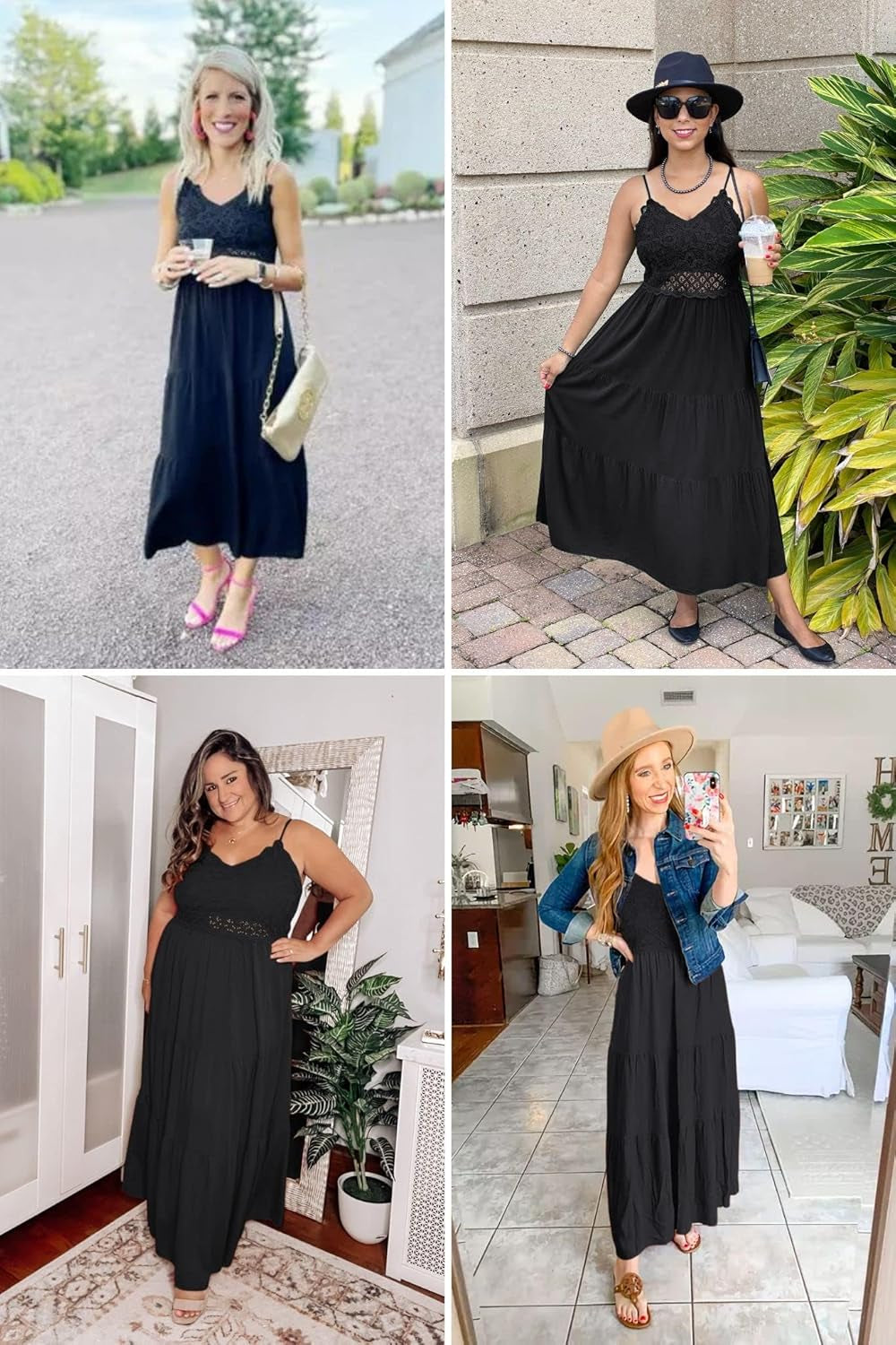 Women'S Beach Crochet Lace Maxi Dress Solid Color Summer Vacation Spaghetti Strap Long Dress 2026