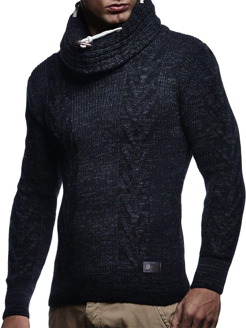 LN7135 Men'S Knitted Turtleneck Pullover