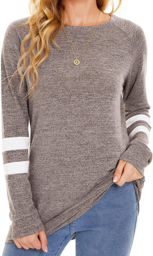 Women Casual Long Sleeve Sweatshirt Basic Pullover Shirts Tunic Oversized Fall Winter Tops Blouses
