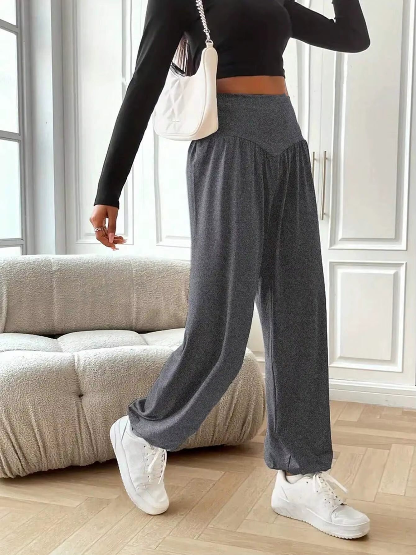 High Waist Women'S Leggings Lantern Pants Cuffed Pants Comfortable and Breathable Dance Pant Gym Fitness Jeggings