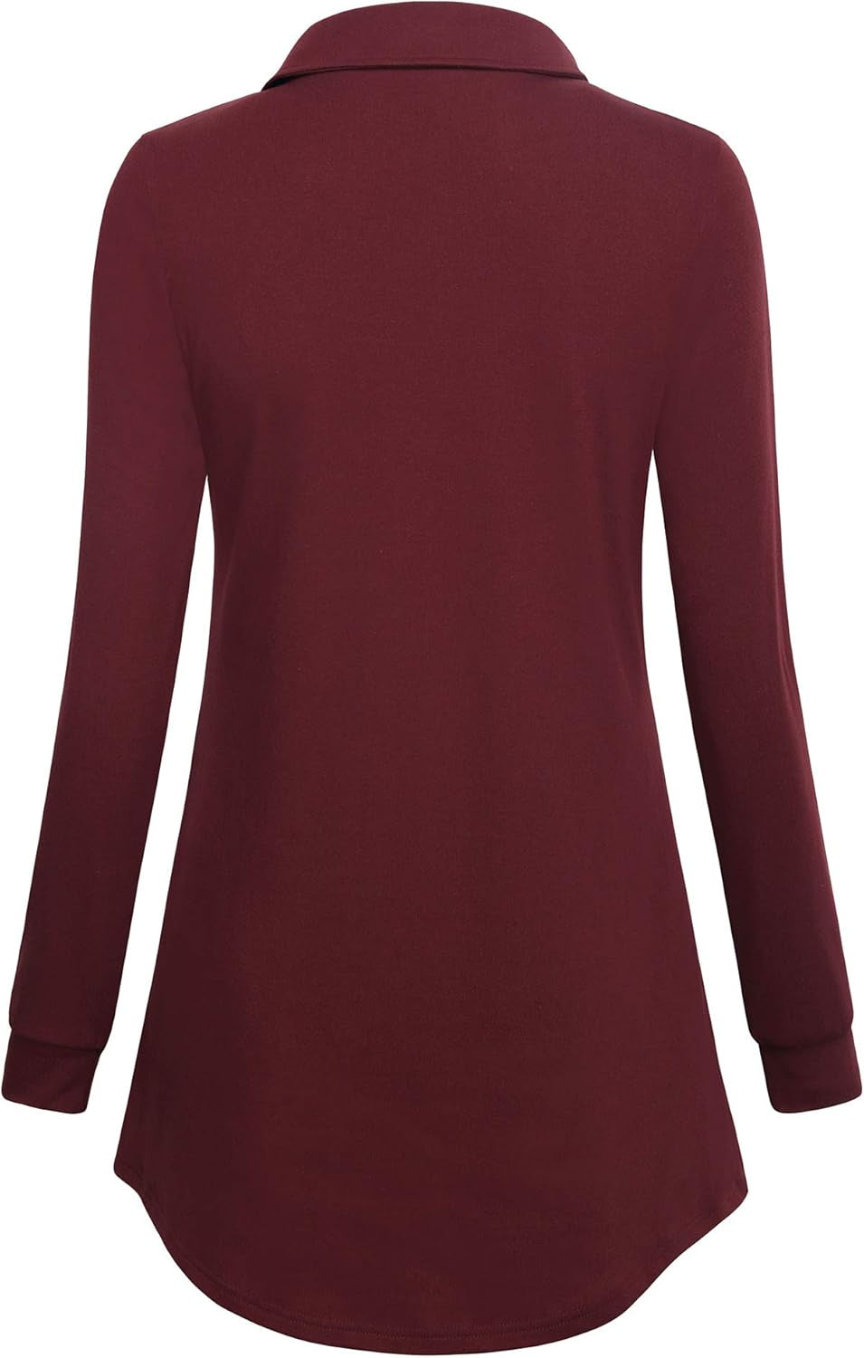 Women'S Long Sleeve Button Lapel Pullover Tunic Swing Sweatshirt