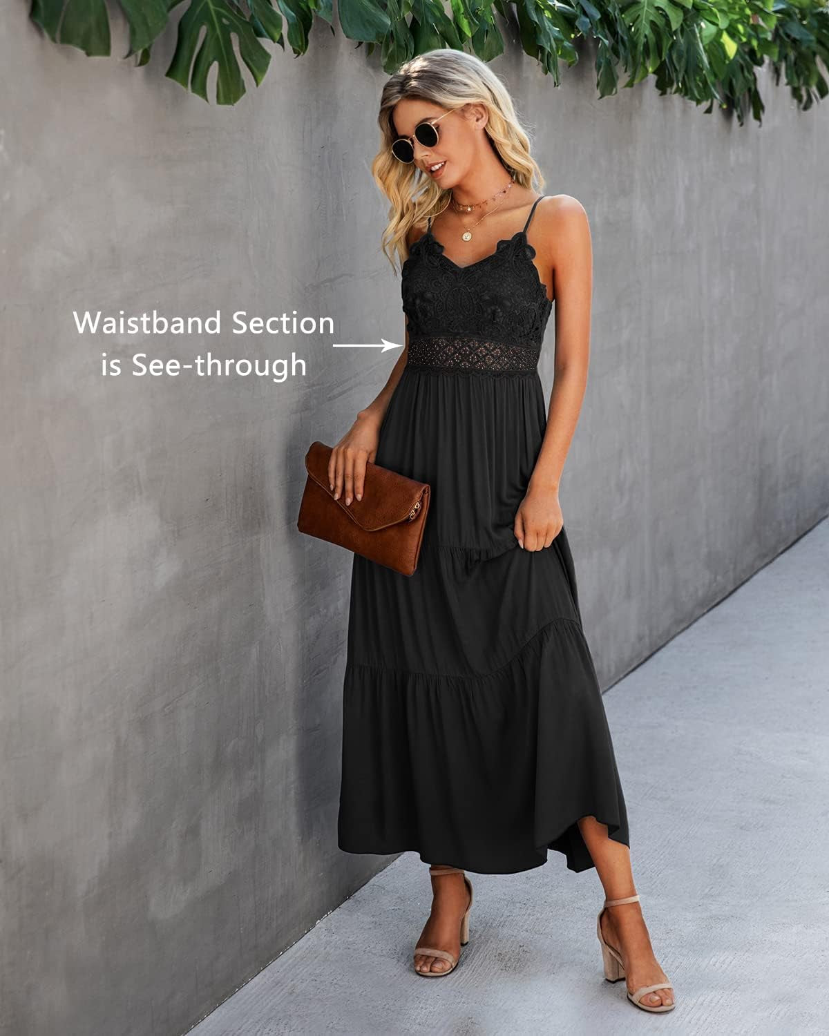 Women'S Beach Crochet Lace Maxi Dress Solid Color Summer Vacation Spaghetti Strap Long Dress 2026