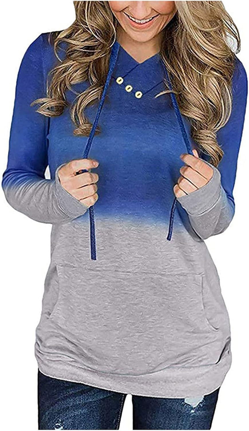 Women'S Fall Long Sleeves Hoodies Tops, Fashion Tie-Dye Print Loose Fit Sweatshirt Casual Loose Comfy Hooded Blouses